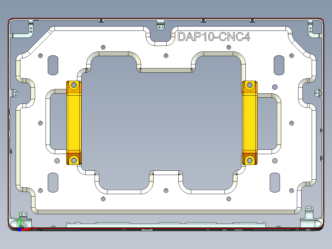屏幕金属外壳铣废料落料CNC编程程序模型前视图