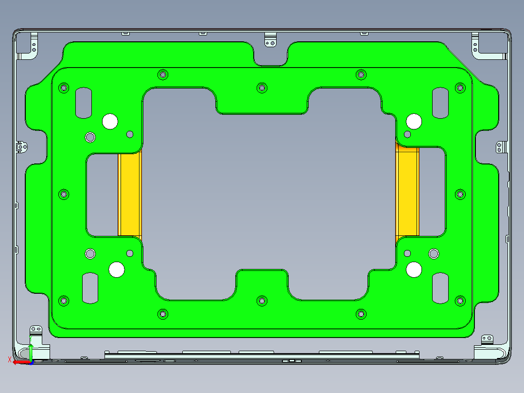 屏幕金属外壳铣废料落料CNC编程程序模型后视图