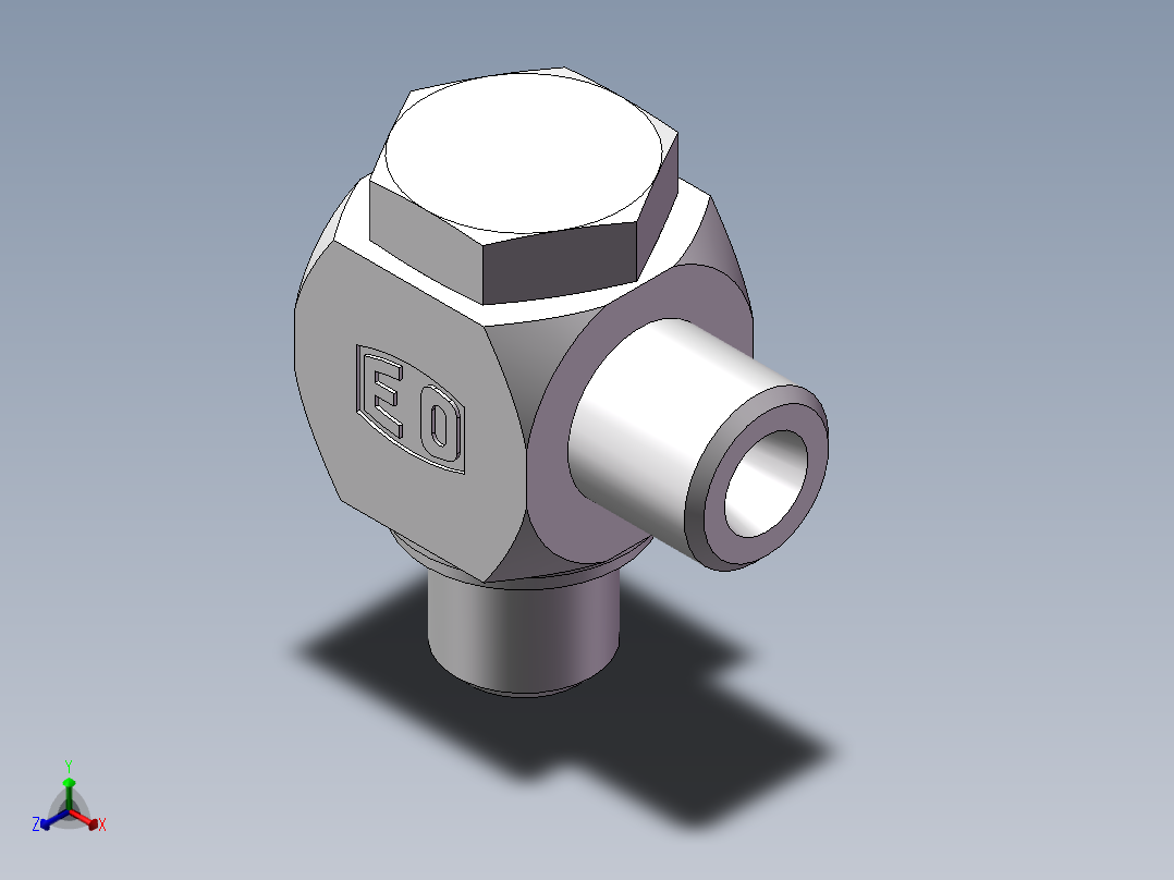 高压铰接式90度接头、1DI-14-B04正等轴测图