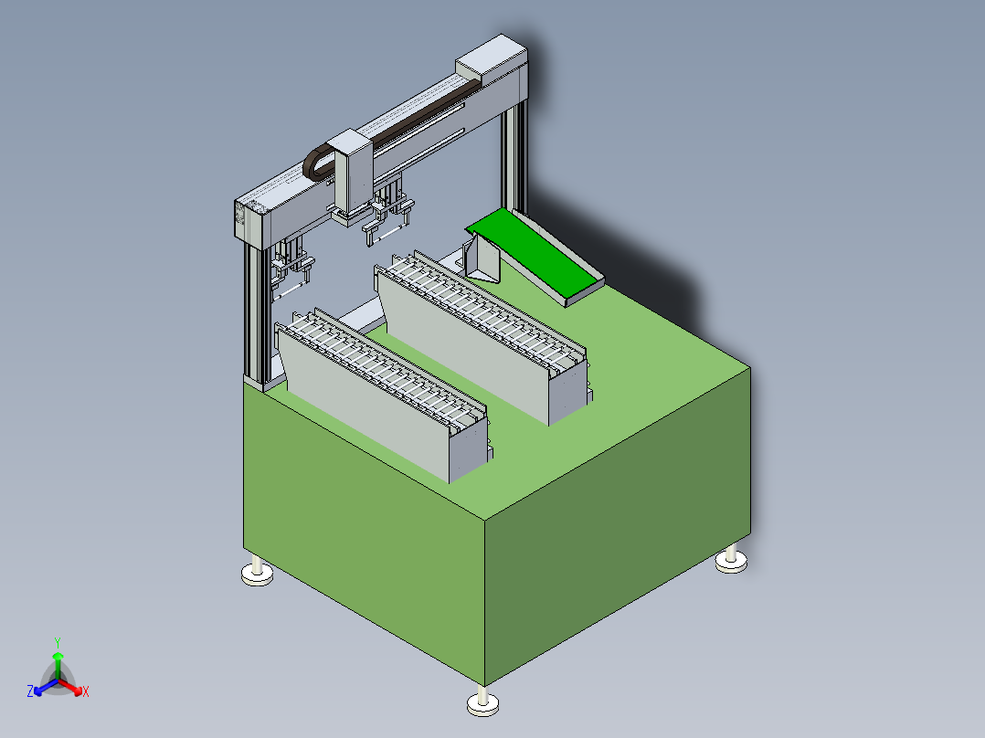 圆柱料自动上下料设计正等轴测图