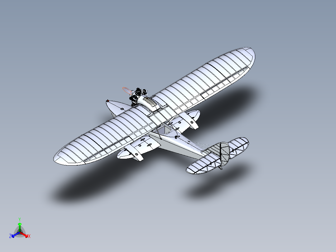 Sh-2 是一种两栖飞机正等轴测图