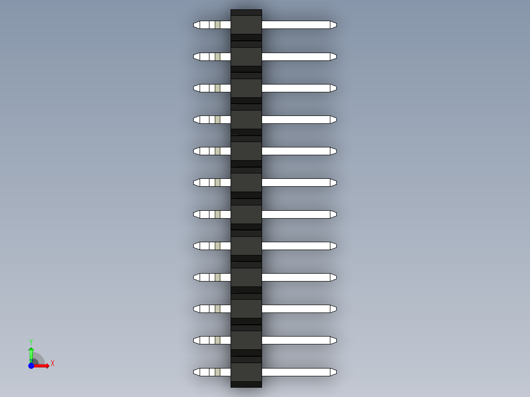 B2005108-排针 1 行 SMT RA前视图