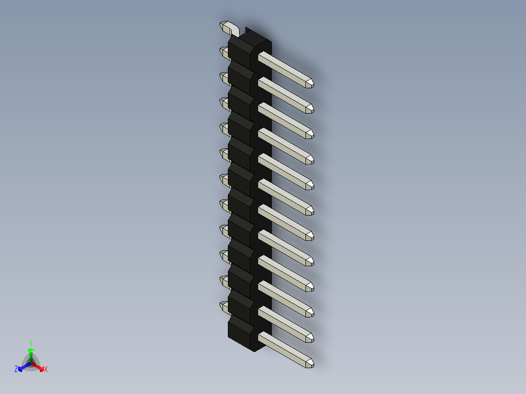 B2005108-排针 1 行 SMT RA正等轴测图