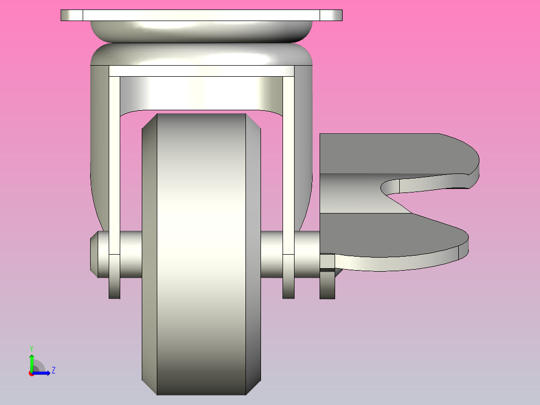 轻载型(20~30kg)万向侧轴刹型脚轮[CALA38-U]左视图