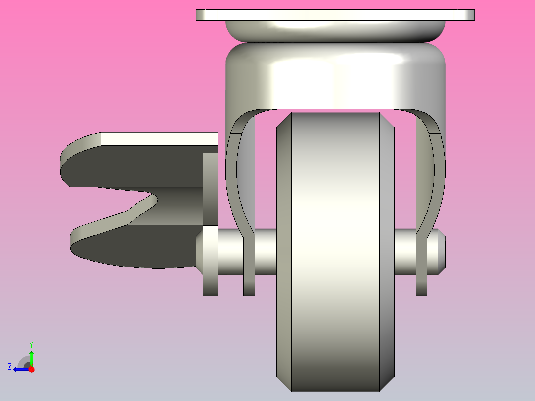 轻载型(20~30kg)万向侧轴刹型脚轮[CALA38-U]右视图