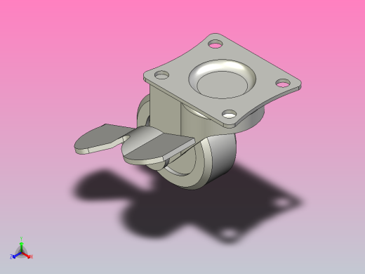 轻载型(20~30kg)万向侧轴刹型脚轮[CALA38-U]正等轴测缩略图