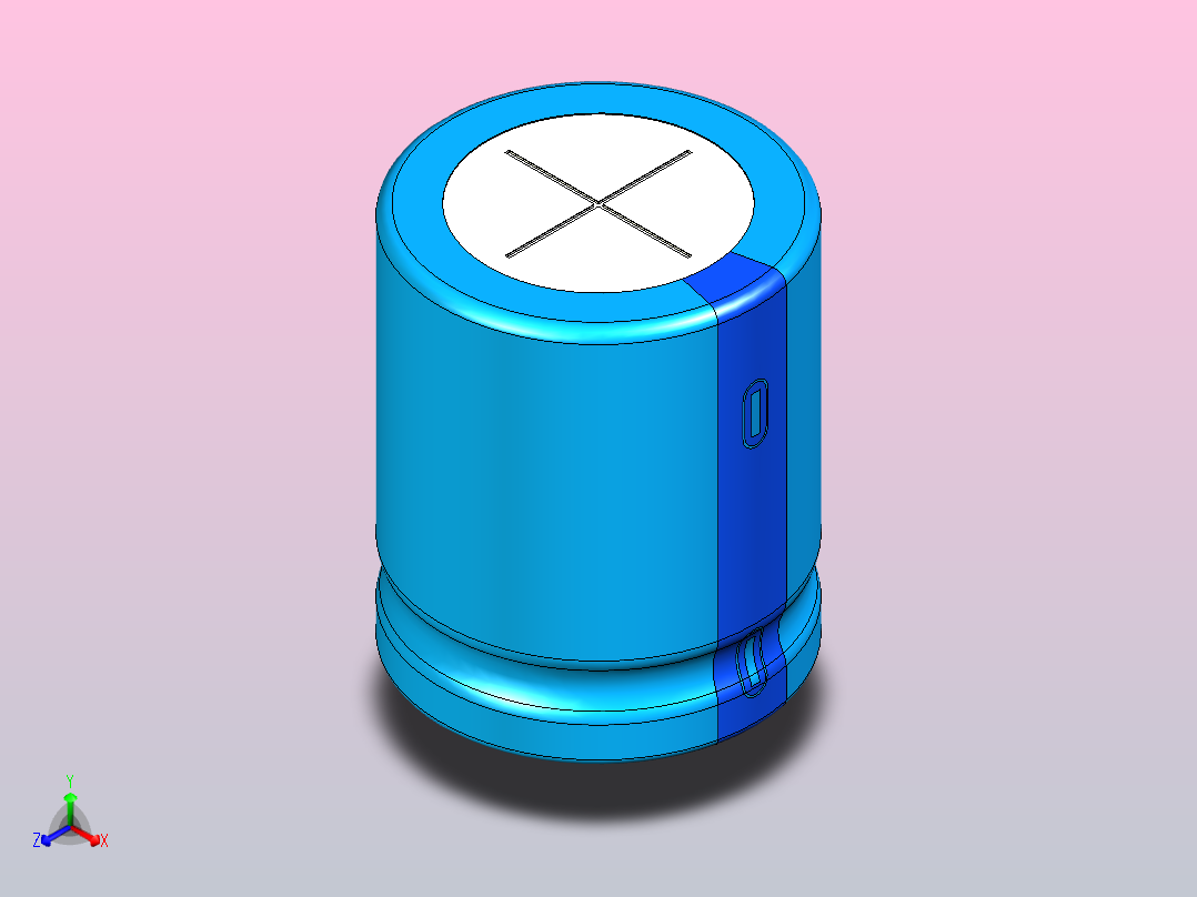 25 x 30蓝色BLUE1底片电解电容器正等轴测图