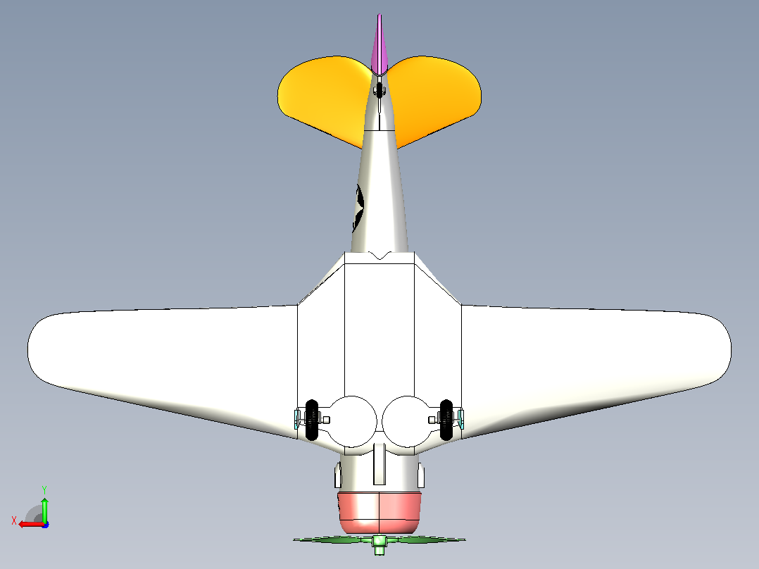 北美 snj T - 6运动竞赛飞机后视图