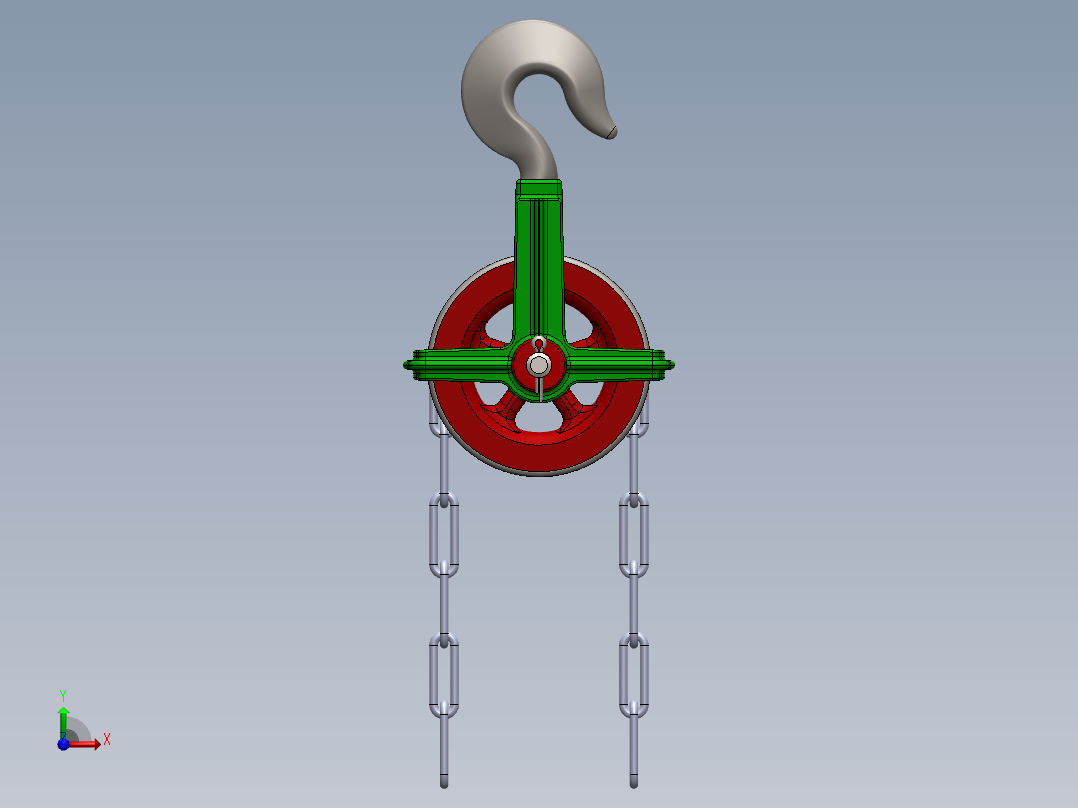 链式起重钩3D数模图纸 Solidworks设计前视图