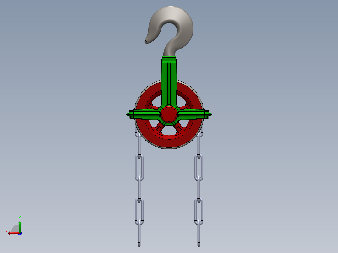 链式起重钩3D数模图纸 Solidworks设计后视图