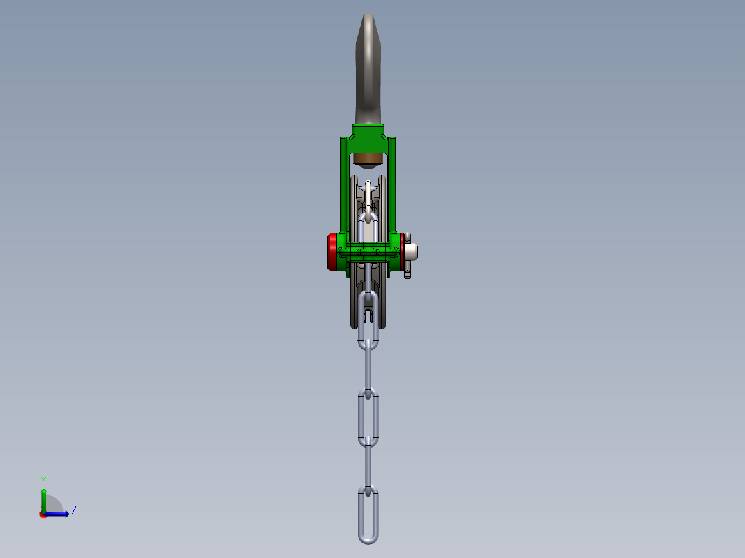 链式起重钩3D数模图纸 Solidworks设计左视图