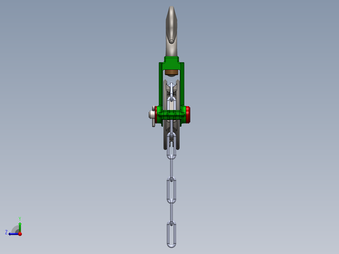 链式起重钩3D数模图纸 Solidworks设计右视图