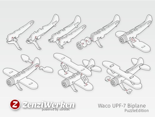 简易UPF-7双翼飞机拼图模型图纸 激光雕刻 线切割 dxf svg格式缩略图