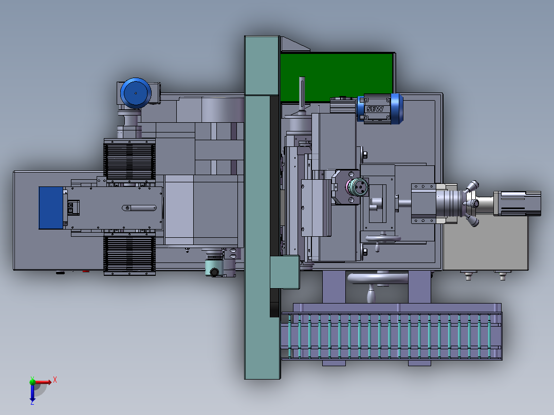 无心磨龙门式送料机俯视图