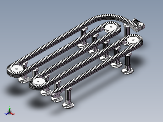 弯道传送带l 3D图纸 机械设备 自动化3D模型设计素材