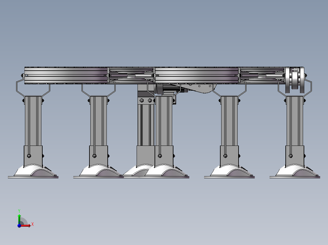 弯道传送带l 3D图纸 机械设备 自动化3D模型设计素材前视图
