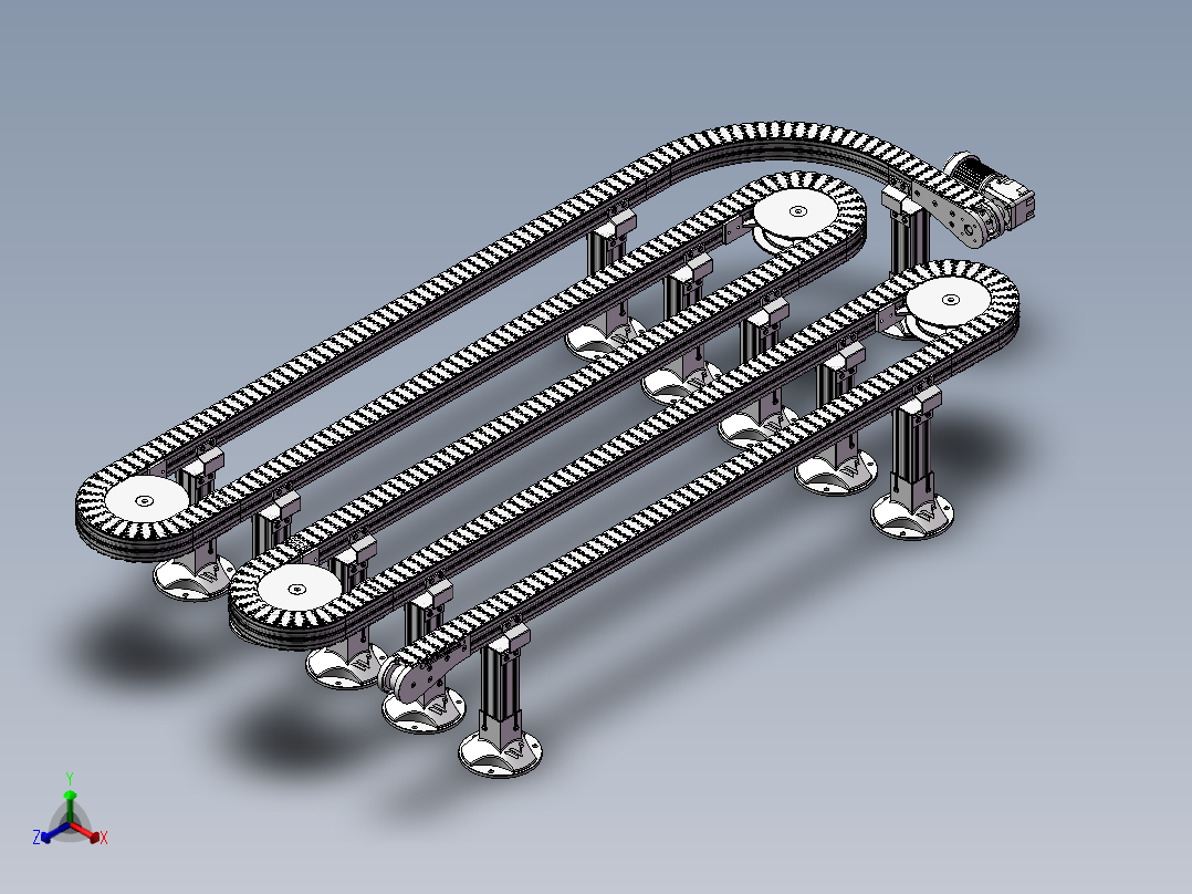 弯道传送带l 3D图纸 机械设备 自动化3D模型设计素材正等轴测图
