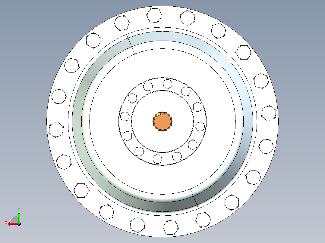行星齿轮传动机构图纸3D模型后视图