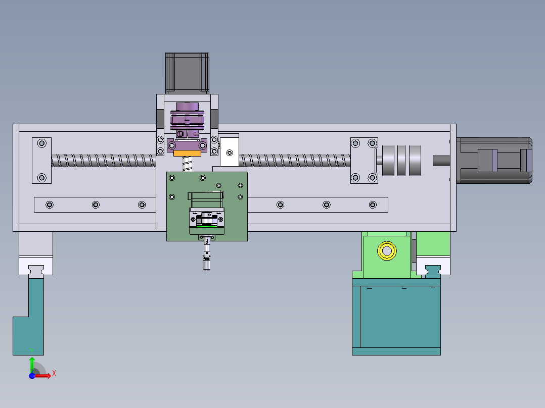 T574 三轴滑台模组3D图纸前视图