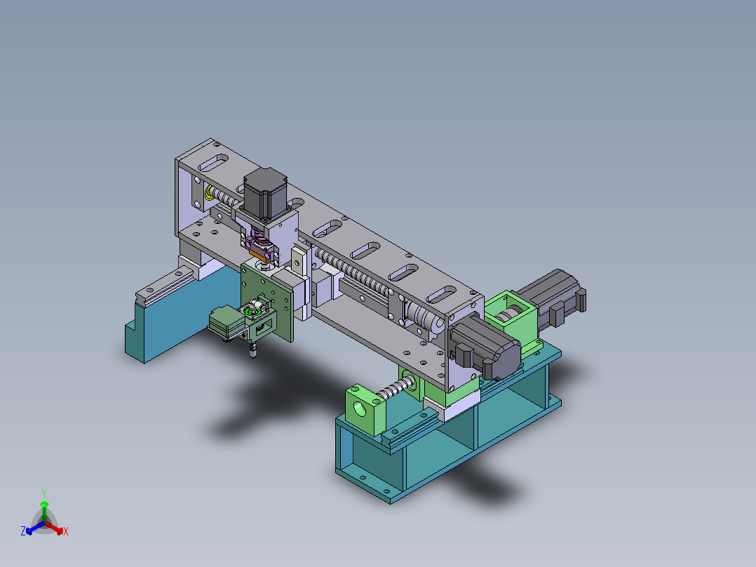 T574 三轴滑台模组3D图纸正等轴测图