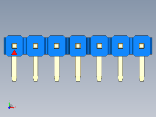 彩色公排针 100mil 2.54mm 系列-DS1022_blue_1x07p_100mil_TypeD_rev1.0前视缩略图
