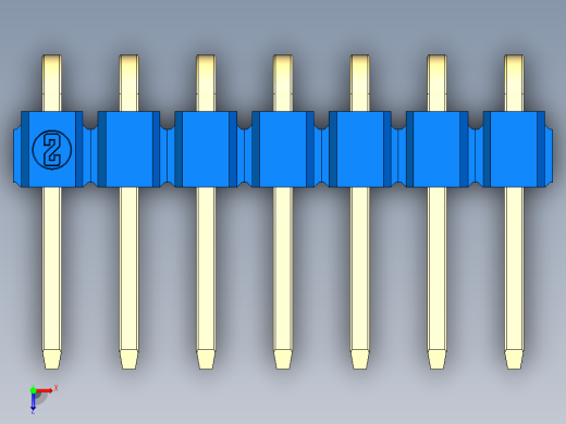 彩色公排针 100mil 2.54mm 系列-DS1022_blue_1x07p_100mil_TypeD_rev1.0俯视缩略图