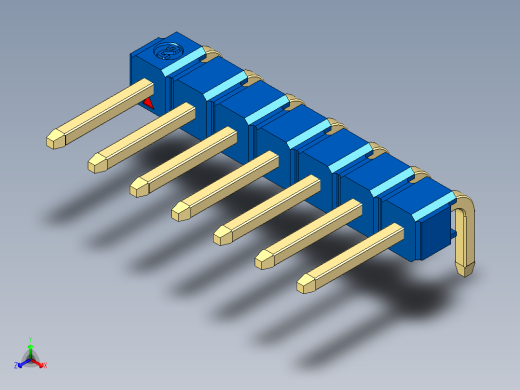彩色公排针 100mil 2.54mm 系列-DS1022_blue_1x07p_100mil_TypeD_rev1.0正等轴测缩略图