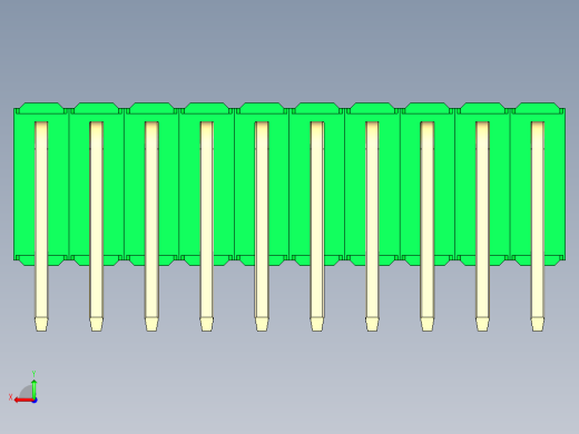 彩色公排针 100mil 2.54mm 系列-DS1022_green_3x10p_100mil_TypeD_rev1.0后视缩略图