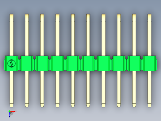 彩色公排针 100mil 2.54mm 系列-DS1022_green_3x10p_100mil_TypeD_rev1.0俯视缩略图