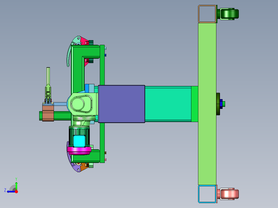 手动夹持电动旋转夹具右视图