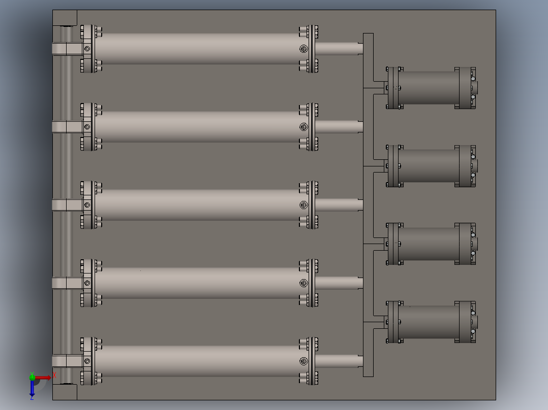 楔形跨防跑绳机构加液压系统俯视图