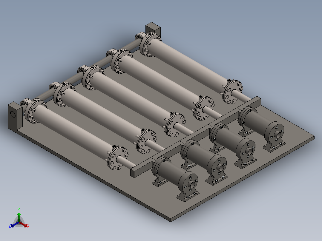 楔形跨防跑绳机构加液压系统正等轴测图