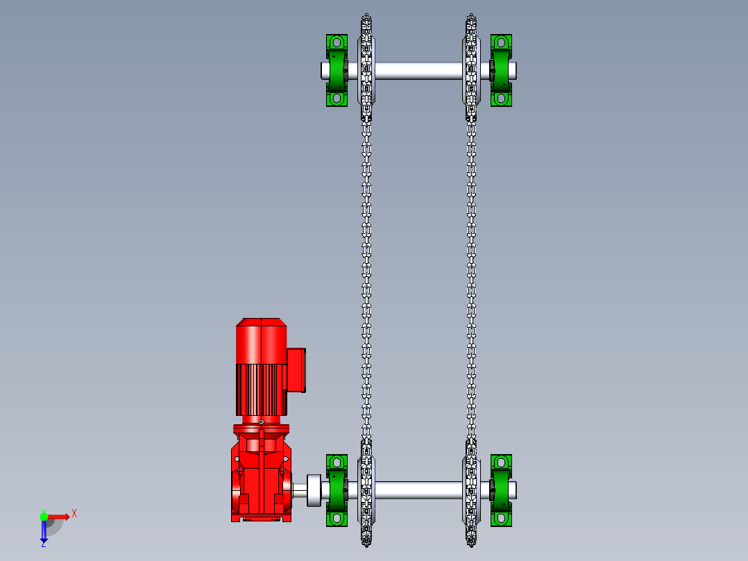 链轮链条传动俯视图