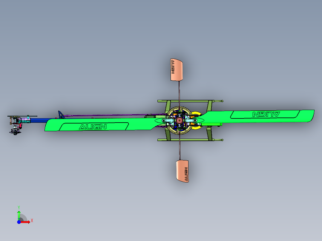 航模达人亚拓450遥控直升机前视图