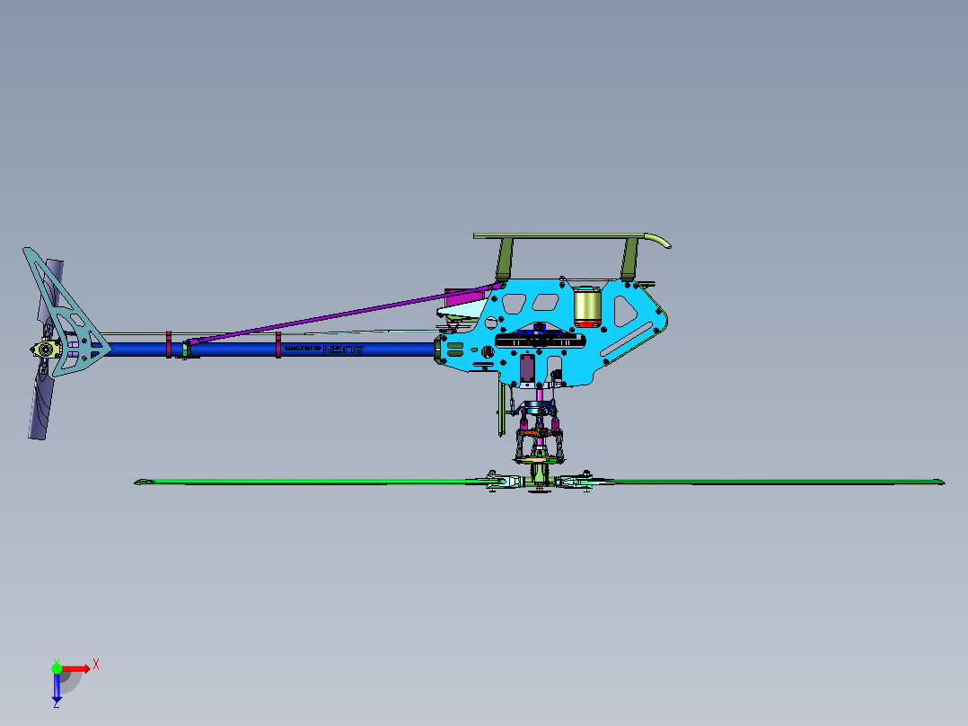 航模达人亚拓450遥控直升机俯视图
