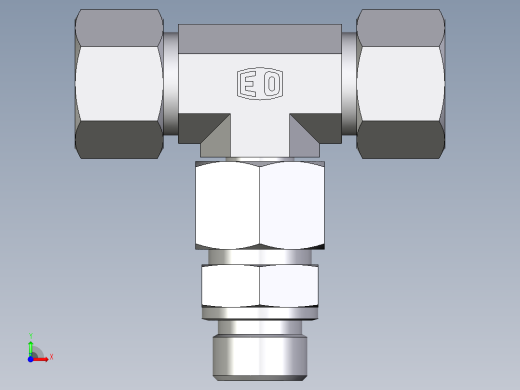 卡套式工业通用硬管接头EO_Assembled_adjustable_standpipe_branch_tee_EVT16SM71前视缩略图