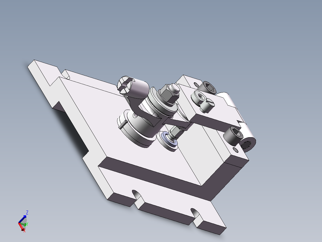 推动架钻水平16孔三维夹具【三维SolidWorks】