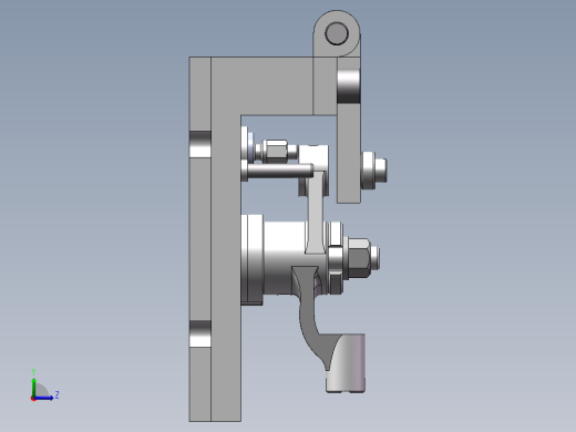 推动架钻水平16孔三维夹具【三维SolidWorks】左视缩略图