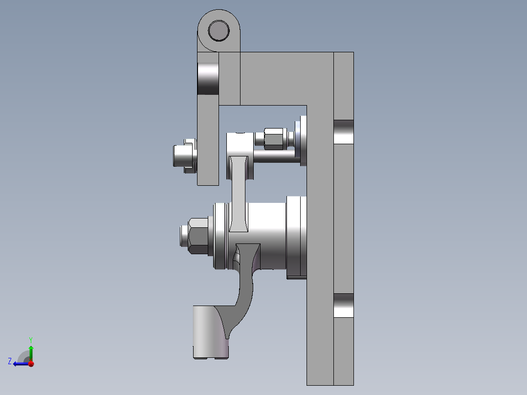 推动架钻水平16孔三维夹具【三维SolidWorks】右视图