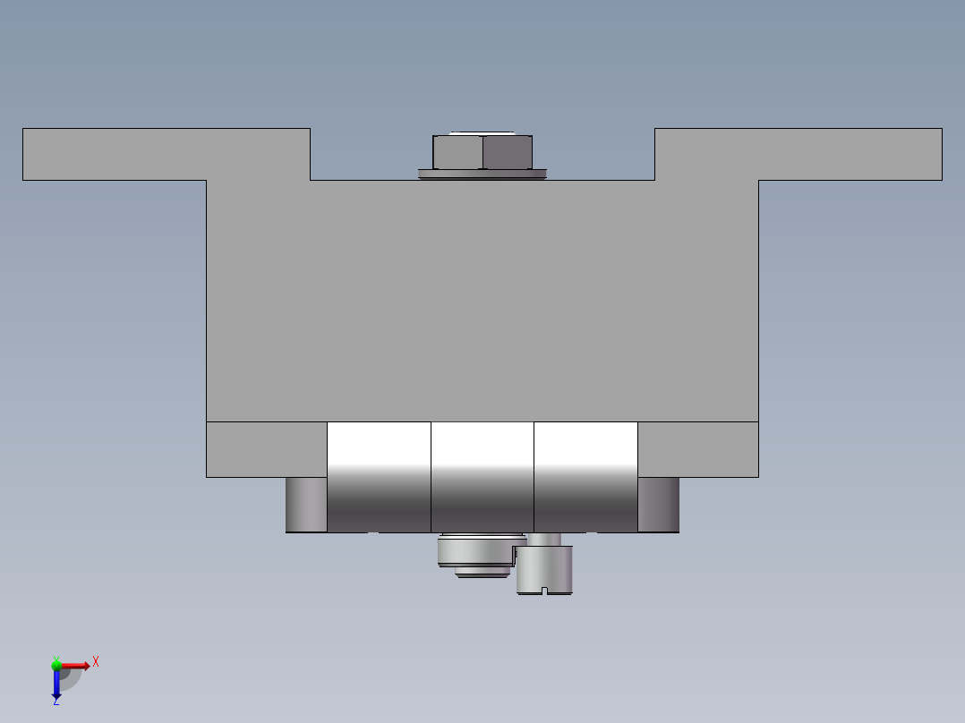 推动架钻水平16孔三维夹具【三维SolidWorks】俯视图