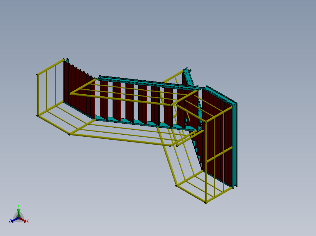 工业楼梯模型正等轴测图