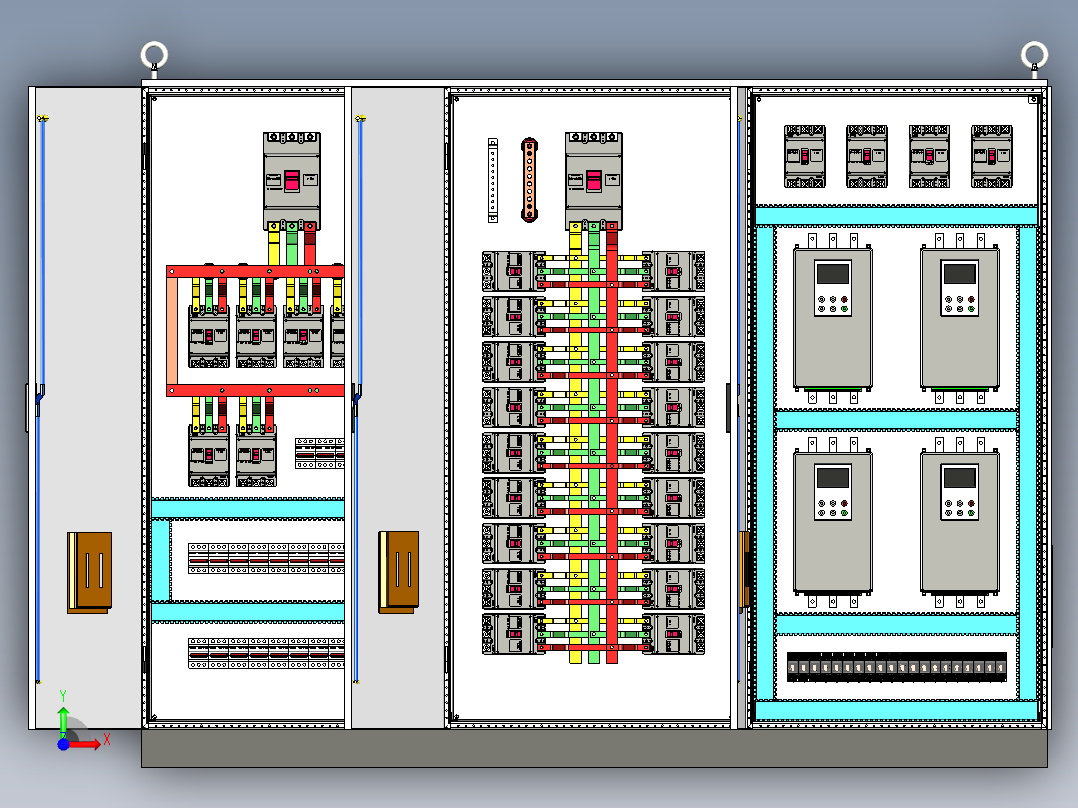 三柜组装630A电源柜软启动控制柜 55709前视图