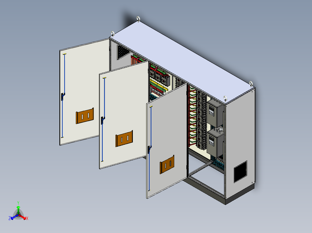 三柜组装630A电源柜软启动控制柜 55709正等轴测图
