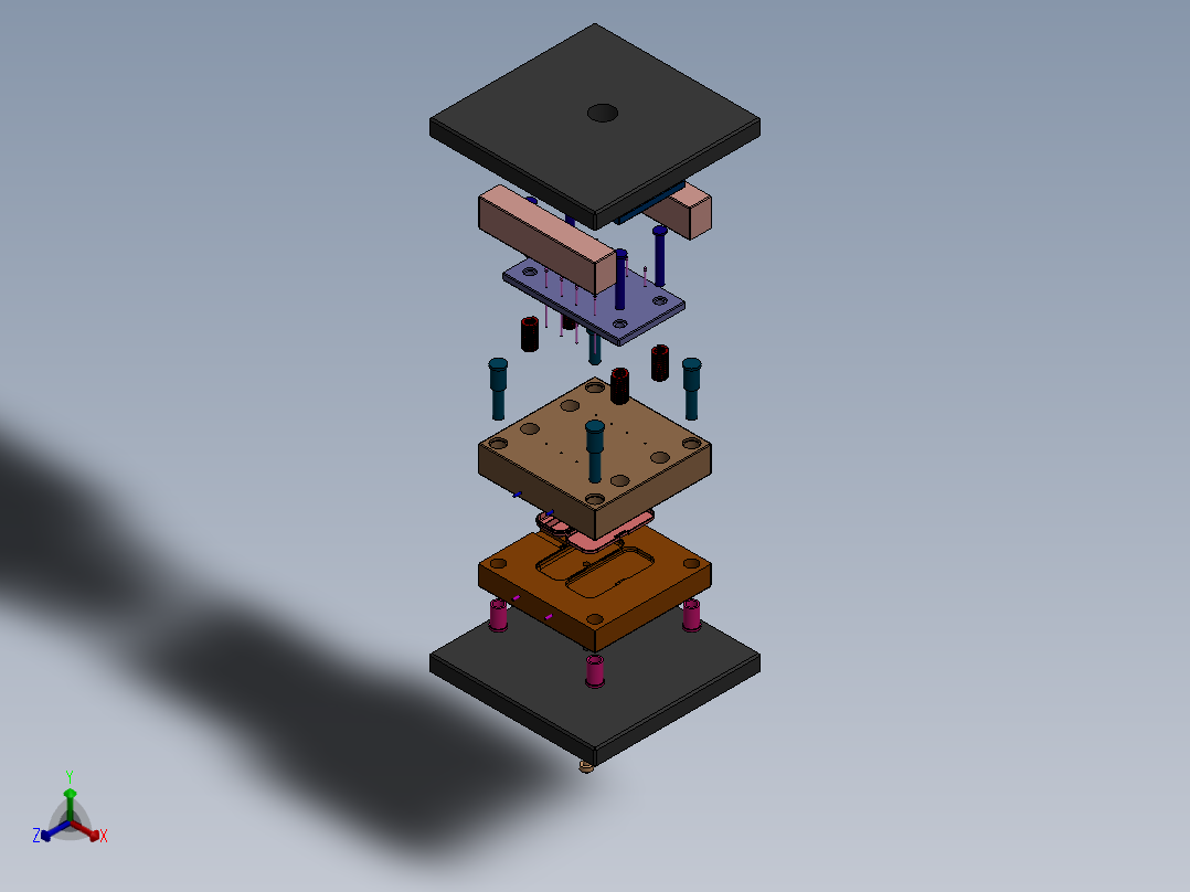 注塑模具、模具(22)正等轴测图
