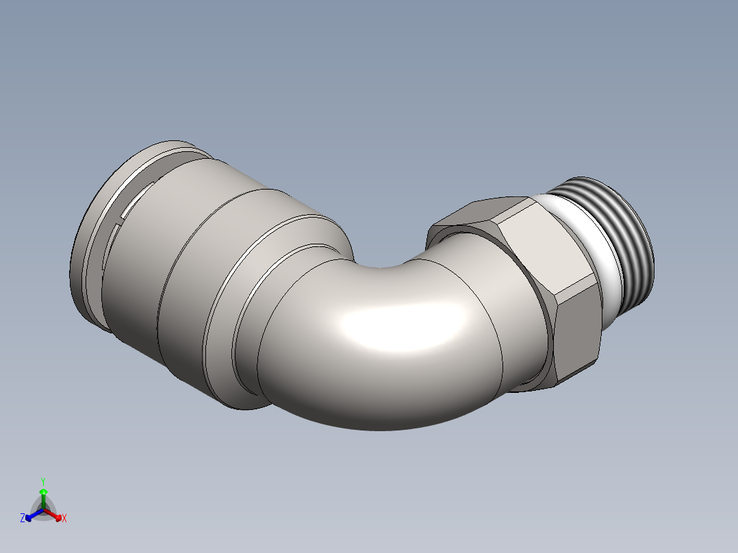 A0003666-Codo 90º 快速接头 1_8_ 用于Ø 8 mm. 管子。(CNR-8-18)正等轴测图