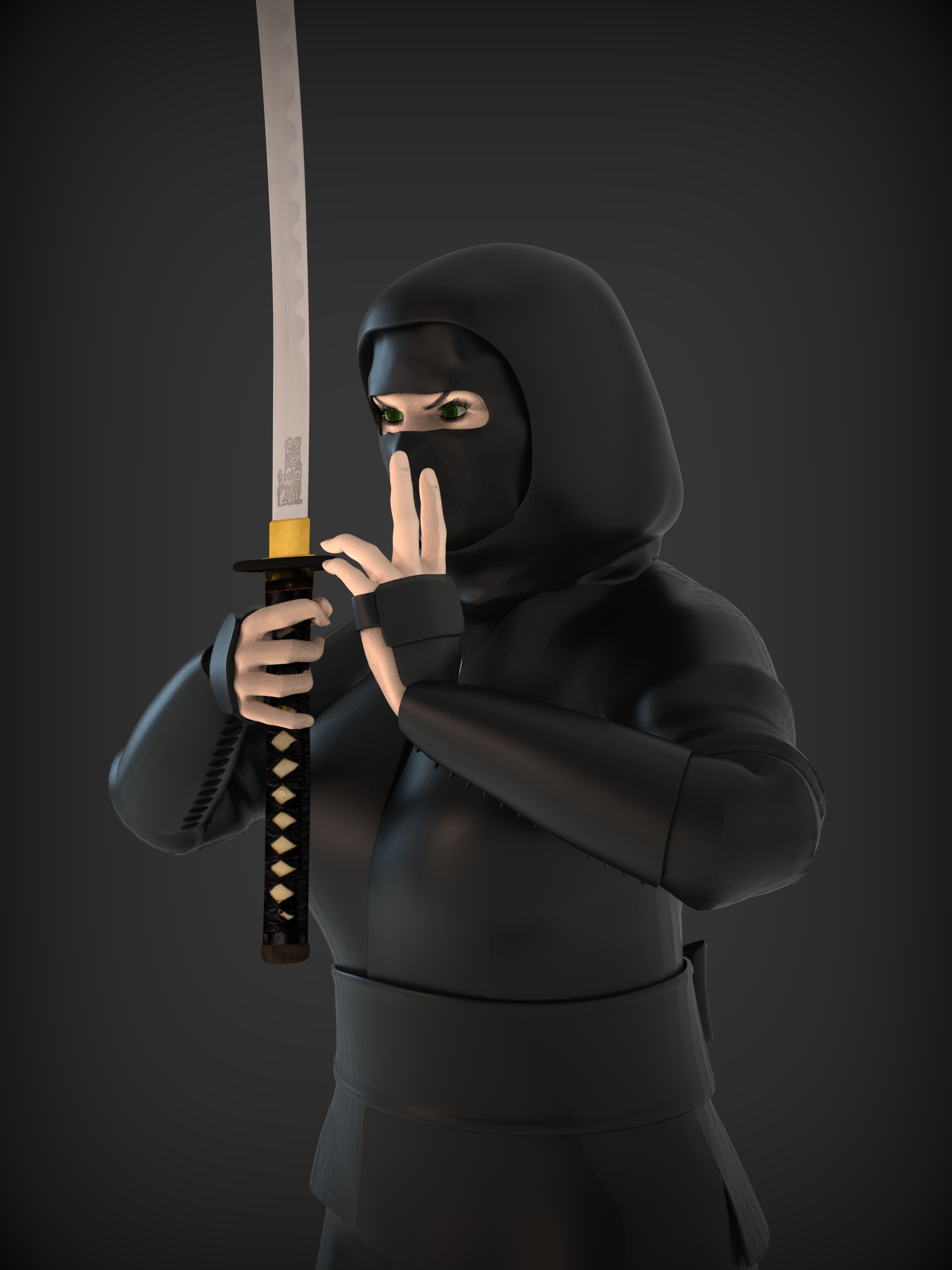 手持武士刀的忍者