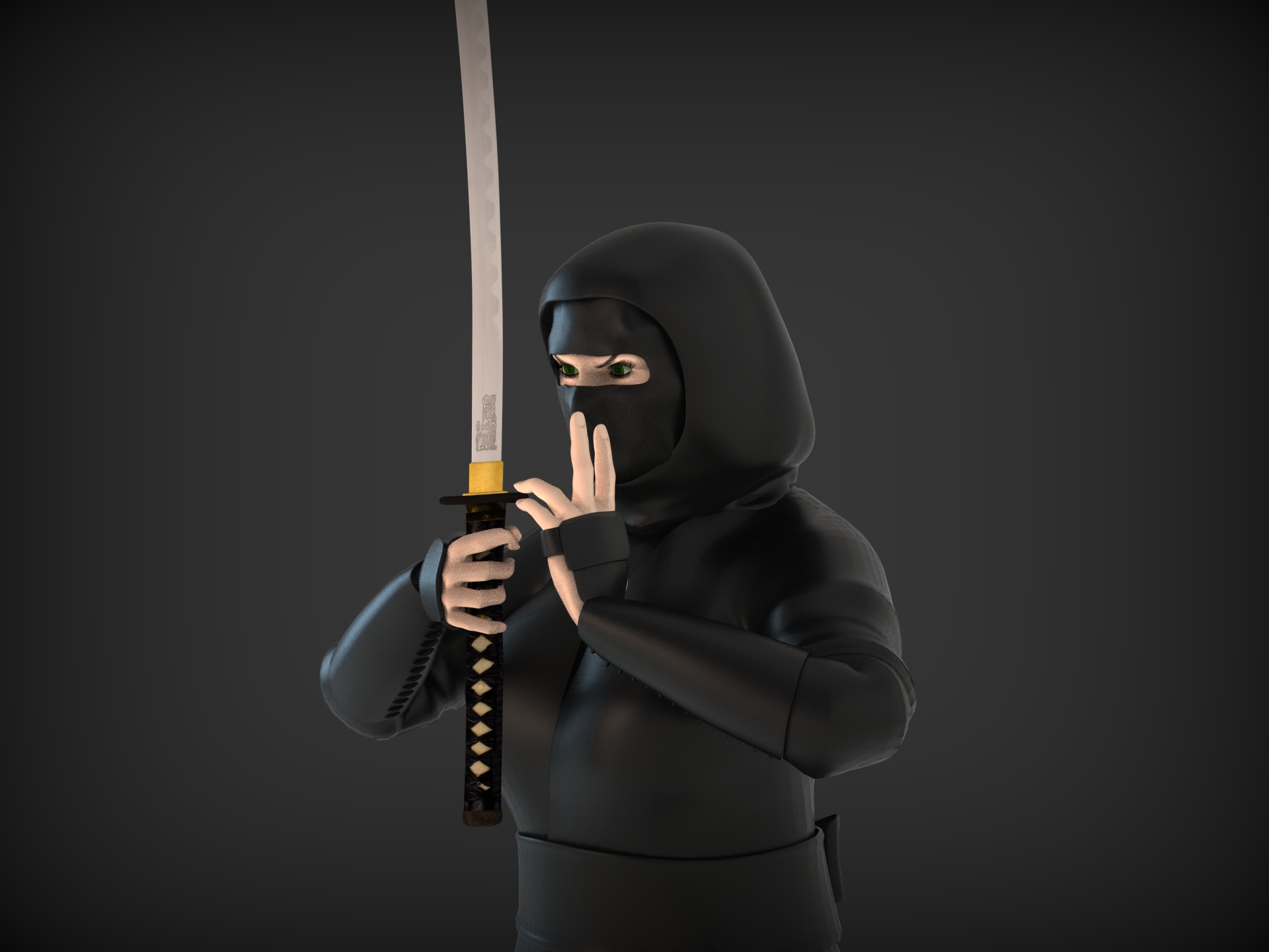 手持武士刀的忍者