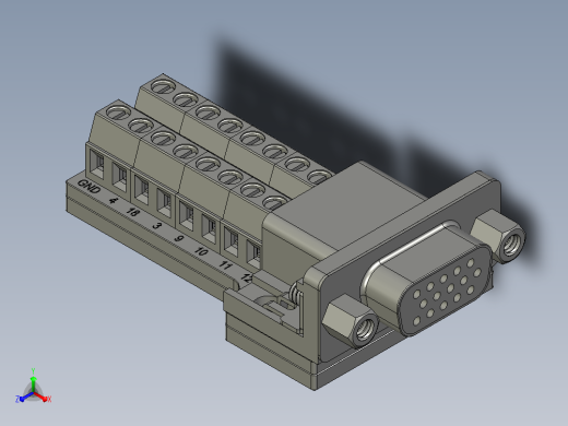 电路连接器VGA DB15-3-F控制面板PCB正等轴测缩略图