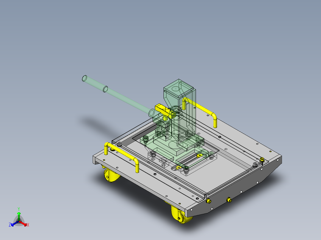 可水平调整的矮型手推车正等轴测图