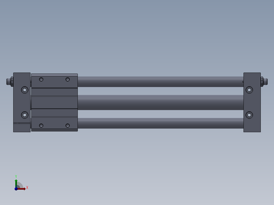 磁耦合无杆气缸3D模型前视图